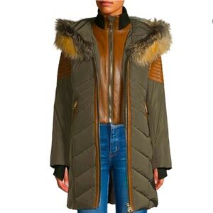 NB Nicole Benisti Cortina Fox Fur Leather Trim Down Jacket.  Size XS